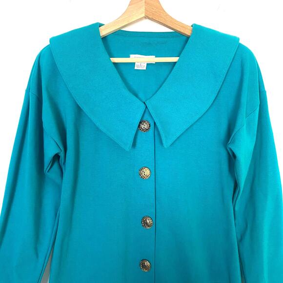 Compagnie Internationale Express Vintage Turquoise Sweater Dress Size L - Picture 3 of 9
